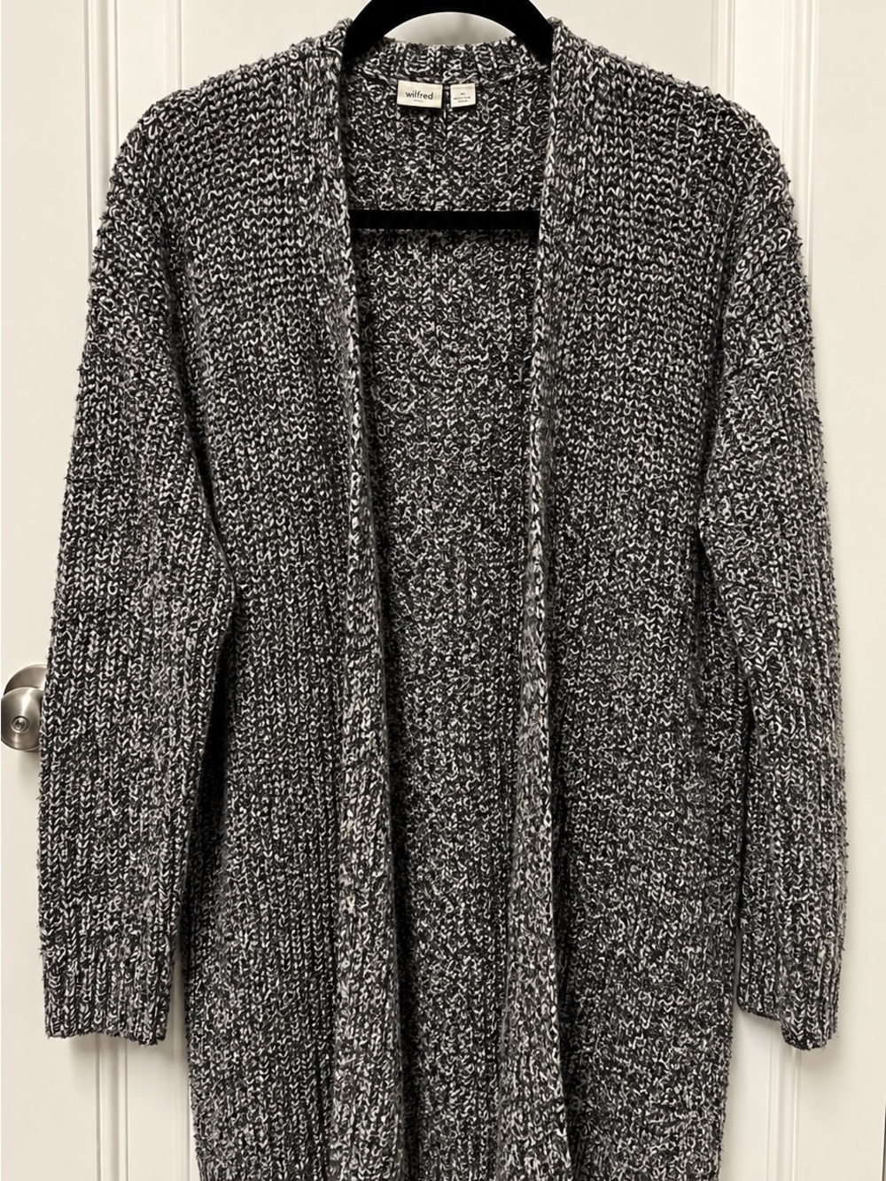 GAP Black & White Speckled Marled Open-Front Cardigan Size Large